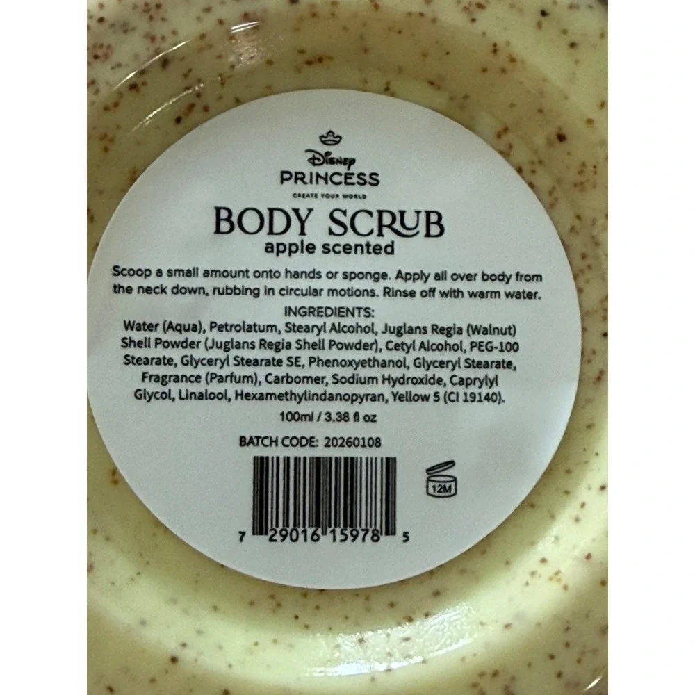 Disney Princess Body Scrub Set Apple Hibiscus Coconut Vanilla Rose 3 Pack 3.38oz